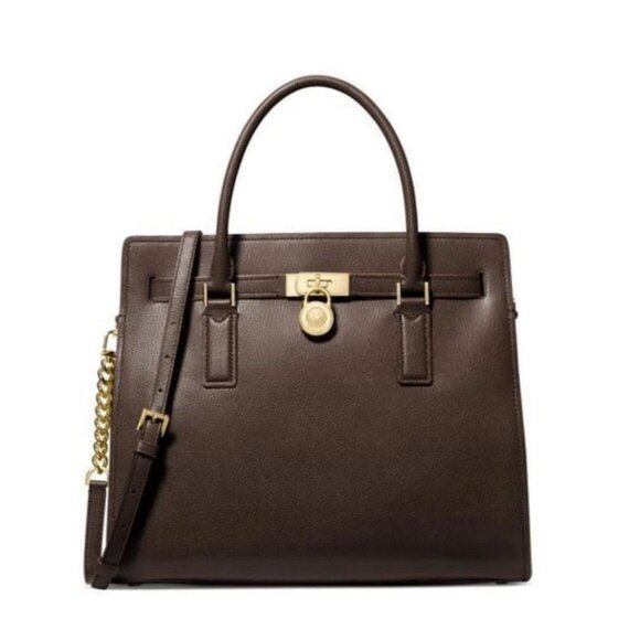 Michael Kors Women's Brown Leather Hamilton Modern Large Tote Bag - Picture 1 of 4